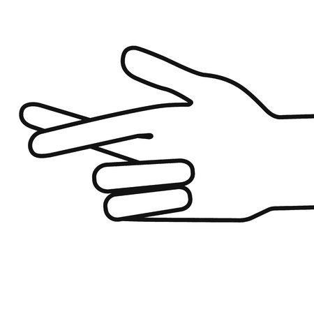 Gesture Stylized hand with two fingers crossed Vector illustration.のイラスト素材