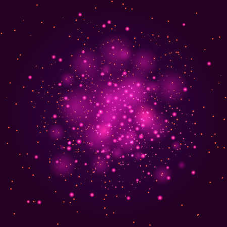 Shiny purple lights abstract background with bokeh effect. Graphic vector design illustrationのイラスト素材