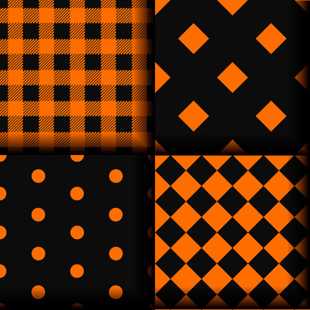 Halloween Orange and Black Patterns setのイラスト素材
