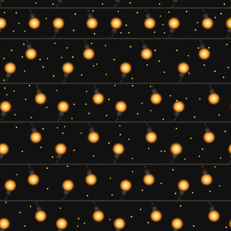 Christmas lights seamless pattern. Garlands, Christmas decorations. Glowing lights for Xmas Holiday...