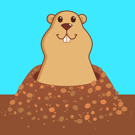 Groundhog day character of marmot vector illustration.のイラスト素材