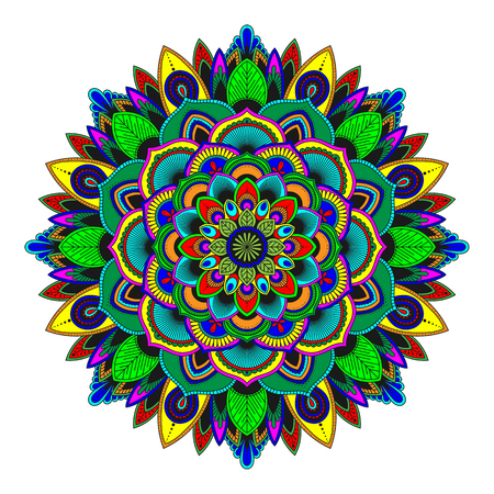 Mandala with vintage decorative elements isolated on white background.のイラスト素材