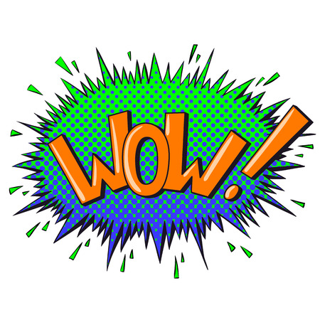 Comics text sound effects. Bubble speech phrase WOW. Vector illustrationのイラスト素材