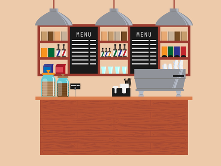 Design of coffee shop, coffee bar. Vector illustration in flat styleのイラスト素材