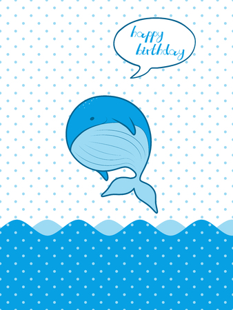 Cute whale for poster, greeting, birthday card and party decor. Vector illustrationのイラスト素材