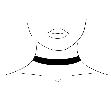 Choker isolated on white background. Simple necklaceのイラスト素材