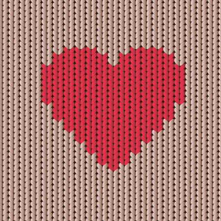 Knitted pattern with heartのイラスト素材