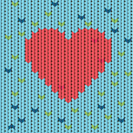 Knitted pattern with heartのイラスト素材