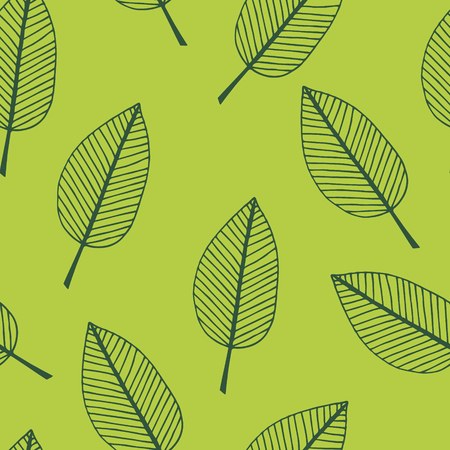 Cute seamless texture with perfect natural leaves. Hand drawn botanical background.のイラスト素材