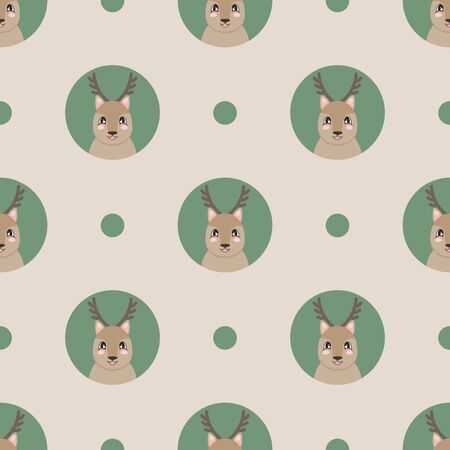 Seamless pattern with a cute deer in cartoon style. Vector illustrationのイラスト素材