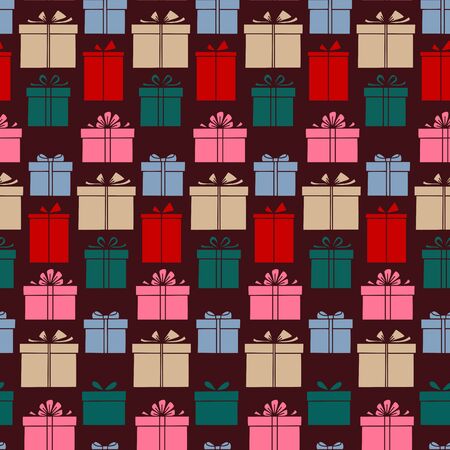 Seamless pattern with gift boxes. Vector illustrationのイラスト素材