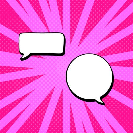 Speech bubble dialogue on bright background. Pop Art vintage vector illustrationのイラスト素材