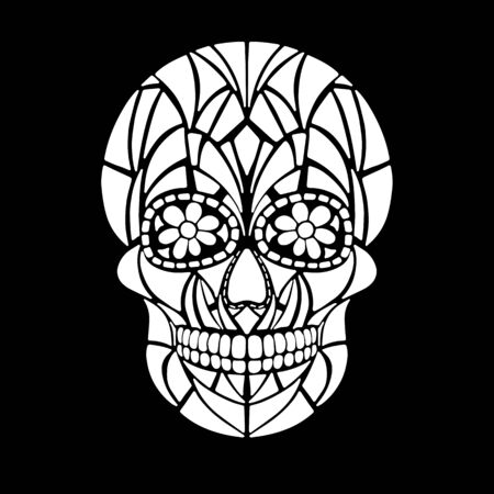 Day of The Dead Skull with floral ornament. Mexican sugar skull. Vector illustrationのイラスト素材