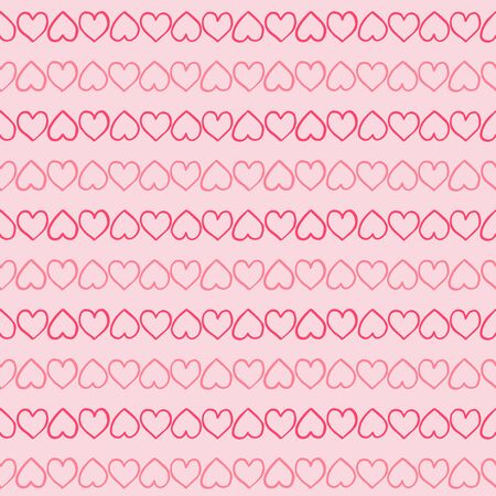 Simple hand-drawn pattern with red hearts. Vector illustration