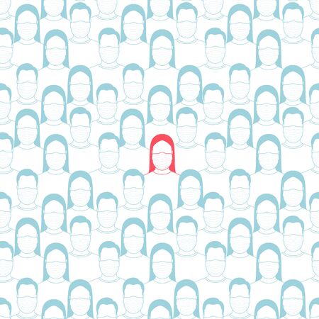 The concept of an infected person in a crowd. Seamless pattern. Vector illustrationのイラスト素材