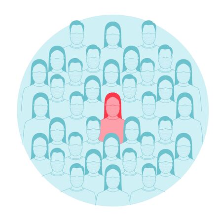 The concept of an infected person in a crowd. Vector illustrationのイラスト素材