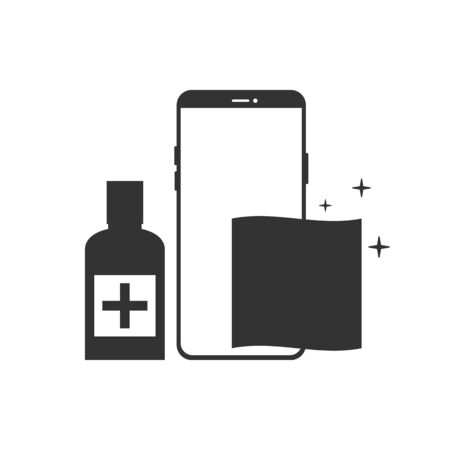 Smartphone disinfection sign. Disease Prevention Personal hygiene concept. Vector illustrationのイラスト素材