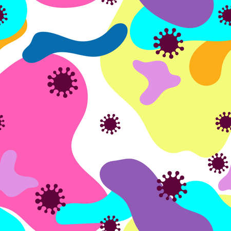 Colorful seamless pattern with coronavirus moleculas. Vector illustrationのイラスト素材