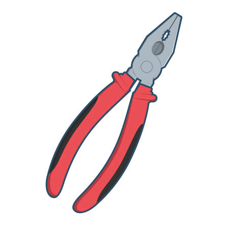 Pliers with red handles isolated on white background. Vector illustrationのイラスト素材