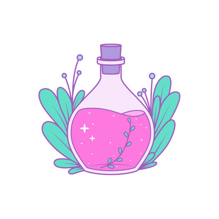 Magic Bottle with Plants. Vector illustrationのイラスト素材