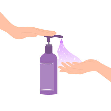 Using a cosmetic cream. Magical cosmetics. Vector illustrationのイラスト素材