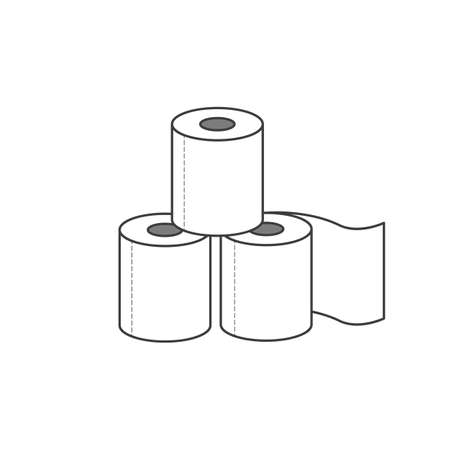 Group of toilet paper rolls isolated on white background. Vector illustrationのイラスト素材