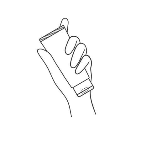 Hand holds a tube of cream. Vector illustration isolated on white backgroundのイラスト素材