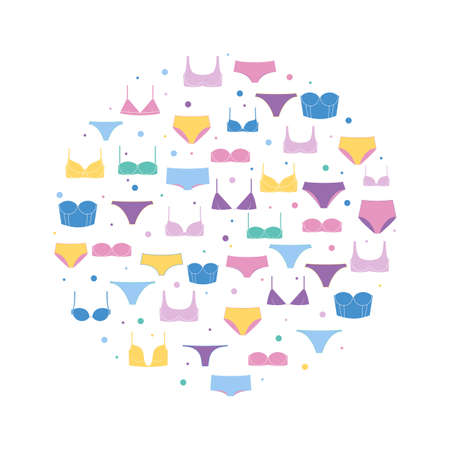 Circle of women's underwear. Sign for your design. Print for t-shirts, mugs, postcards, invitations, etc.のイラスト素材