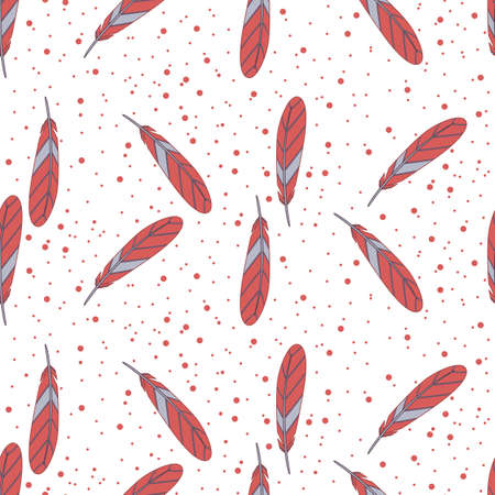 Seamless pattern with bright abstract feathers. Cartoon vector illustrationのイラスト素材