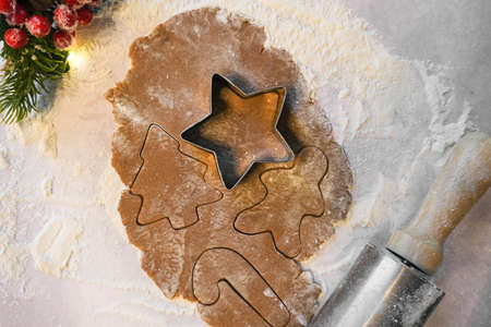 Cooking gingerbread cookies. Seasonal traditional pastries
