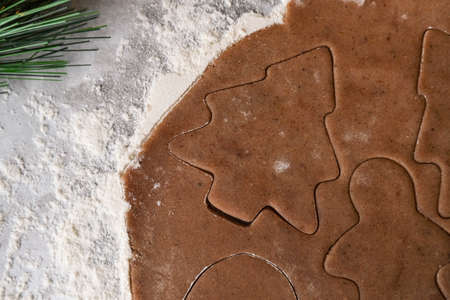 Cooking gingerbread cookies. Seasonal traditional pastriesの写真素材