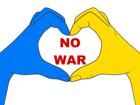 no war. Gesture in the shape of a heart. vector illustrationのイラスト素材