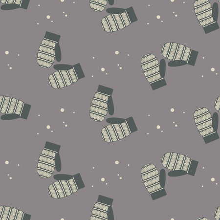 Winter seamless pattern with cute mittens. vector illustrationのイラスト素材