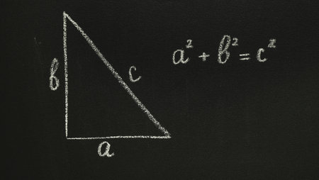 Pythagorean theorem on a chalkboard. handwritten letter