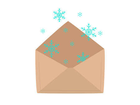 Mail envelope with a snowflakes. Vector illustration isolated on a white backgroundのイラスト素材