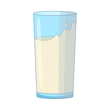 A cartoon glass of milk. Vector illustration isolated on white backgroundのイラスト素材