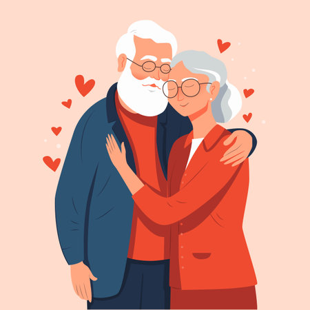 Elderly couple in love. Loving grandparents in a modern flat style. vector illustrationのイラスト素材