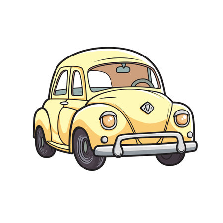 Little retro cartoon car. Vector illustration isolated on white backgroundのイラスト素材