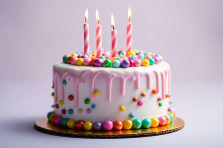 Colorful birthday cake with a candiesの素材