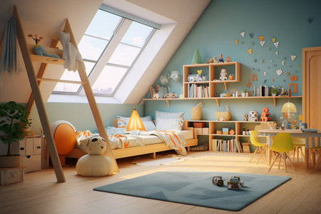 Modern children's room interior. AI generatedの素材