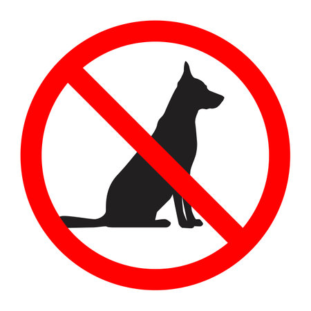 Sign prohibiting dogs. Crossed dog's silhouette. vector illustrationのイラスト素材