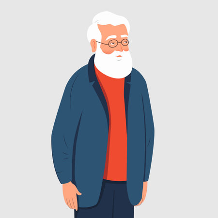 Elderly man portrait. Grandpa flat style. vector illustrationのイラスト素材