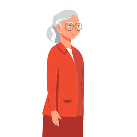 Elderly woman portrait. Grandma flat style. vector illustrationのイラスト素材