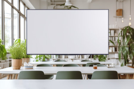 Blank screen in a light modern conference room without people. AI generativeの素材