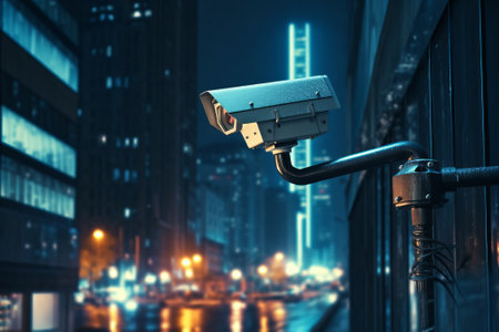 CCTV camera in a city street. AI generativeの素材