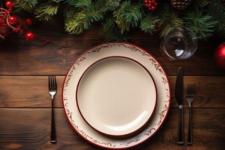 Festive dinner - table served for the Christmas celebrating. AI generativeの素材
