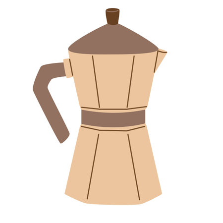 Brown mocha pot. Modern flat vector illustration isolated on white backgroundのイラスト素材