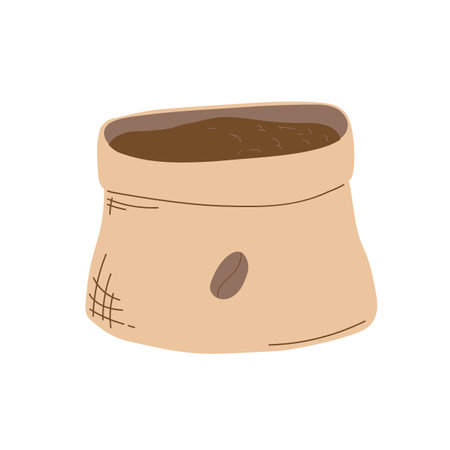 Bag of coffee beans. Modern flat vector illustration isolated on white backgroundのイラスト素材