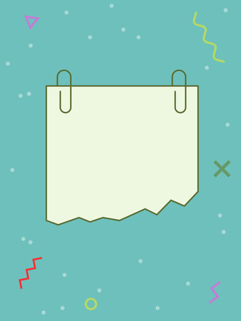 Note template with place for your text. Vector illustration in a Memphis styleのイラスト素材