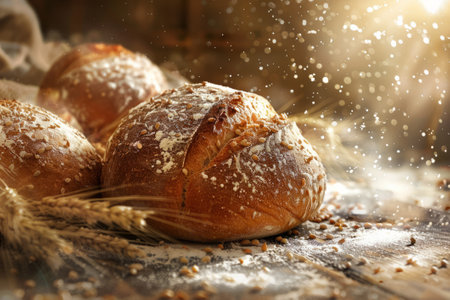 Fresh delicious bread close up. AI generativeの素材